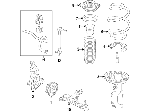 2020 Buick Regal TourX Suspension Components, Lower Control Arm, Ride Control, Stabilizer Bar Diagram