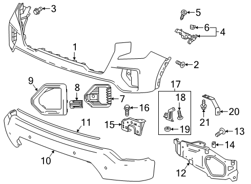 2019 GMC Sierra 1500 Bumper Bracket U-Nut, Front Diagram for 11548586