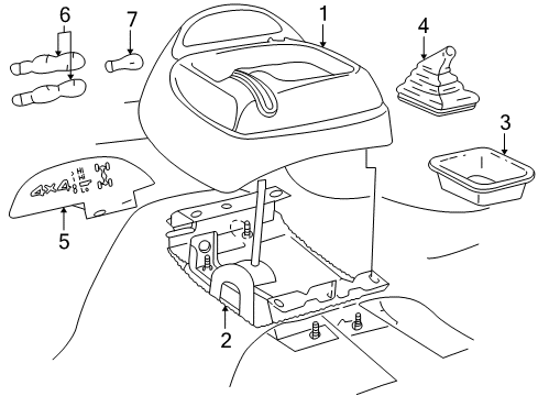 1994 Chevy S10 Center Console, Front Console Diagram