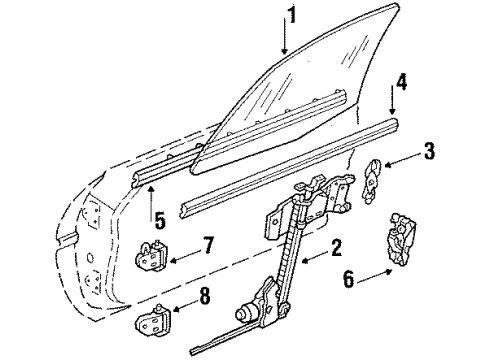 1994 Chevy Corvette Door - Glass & Hardware Diagram