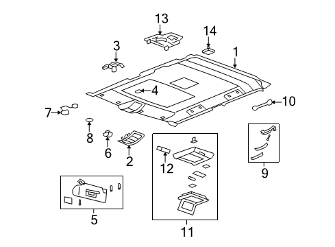 2008 Hummer H2 Interior Trim - Roof Diagram 1 - Thumbnail