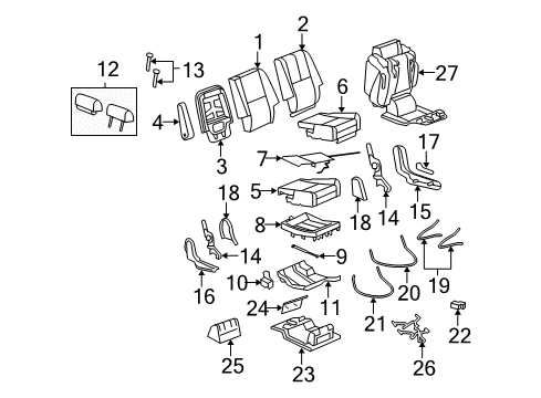 2013 Cadillac Escalade ESV Rear Seat Components Diagram 1 - Thumbnail