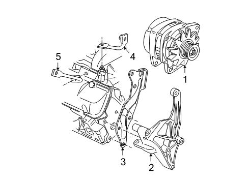 1998 Chevy Venture Alternator Brace, Rear Diagram for 24503608