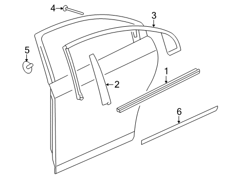 2008 Saturn Aura Exterior Trim - Rear Door Diagram