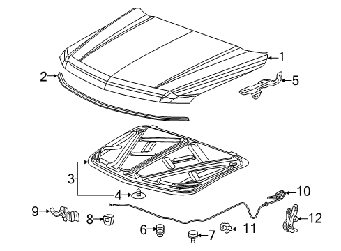 2020 Chevy Suburban Hood & Components Diagram