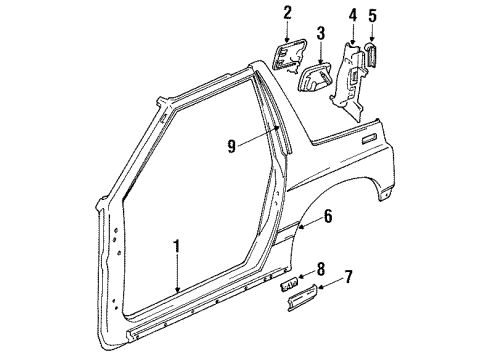 1998 Chevy Tracker Molding, Outer Passenger Side Diagram for 30017878