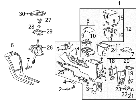 2008 Cadillac SRX Console Assembly, Gray Diagram for 25809208