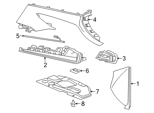 2020 Cadillac XT6 Air Vent Grille, Passenger Side Diagram for 84095202