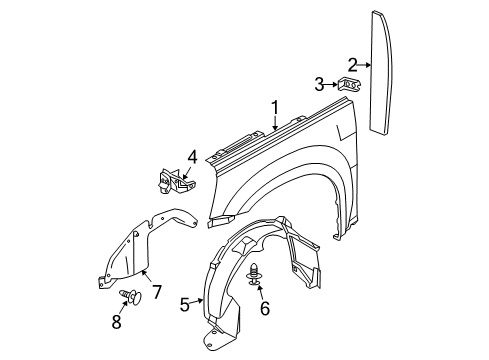 2005 Chevy Equinox Fender & Components Diagram