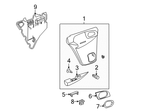 2004 Chevy Trailblazer Interior Trim - Rear Door Diagram