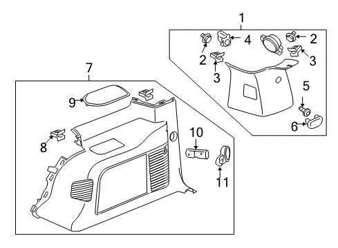 2009 Cadillac Escalade Upper Quarter Trim, Passenger Side Diagram for 19259472