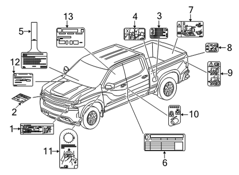 2021 Chevy Silverado 2500 HD Information Labels Diagram