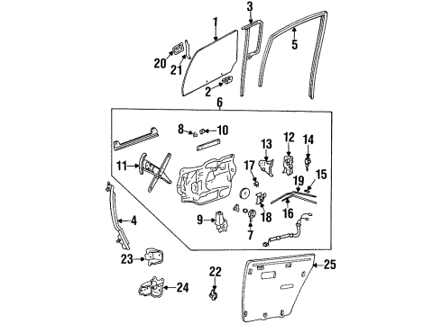 1998 Cadillac DeVille Rear Door Glass & Hardware, Lock & Hardware Diagram