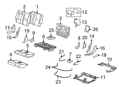 2008 GMC Yukon Rear Seat Components Diagram 2 - Thumbnail