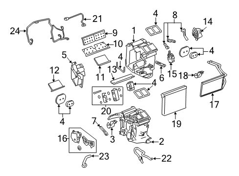 2012 Cadillac CTS A/C Evaporator & Heater Components Diagram