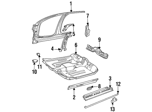 1994 Oldsmobile Achieva Center Pillar, Rocker, Exterior Trim, Floor, Uniside Diagram