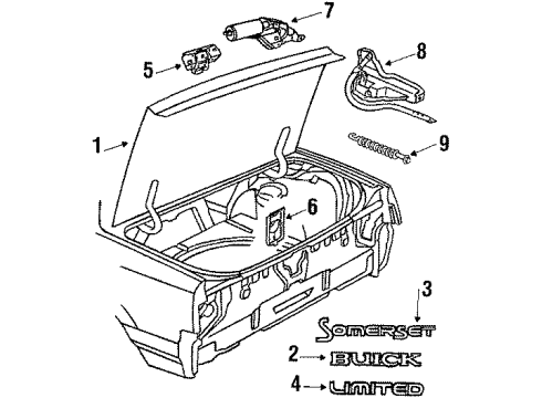 1987 Buick Skylark Emblem, Rear Diagram for 20484416