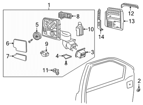 2023 GMC Sierra 3500 HD Mirror Motor, Passenger Side Diagram for 84468956