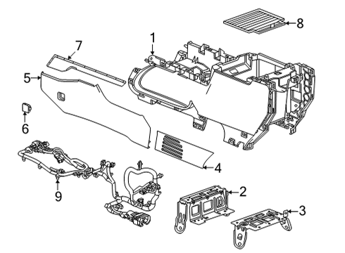 2022 GMC Yukon Console Base Front Bracket Diagram for 84263711
