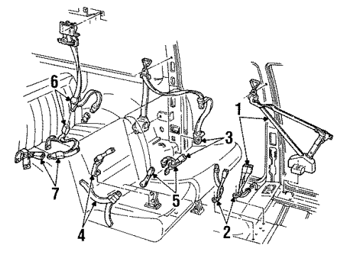1999 GMC C2500 Suburban Seat Belt Diagram