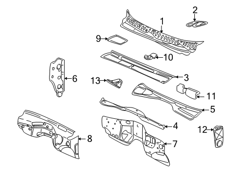 2006 Chevy Silverado 2500 HD Cab Cowl Diagram
