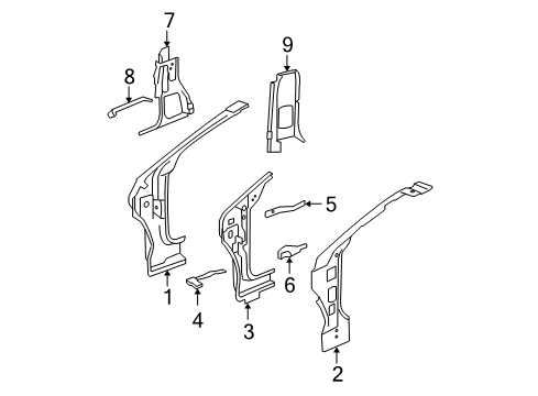 2006 Pontiac G6 Hinge Pillar, Lock Pillar Diagram