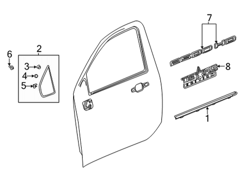 2021 Chevy Silverado 2500 HD Exterior Trim - Front Door Diagram