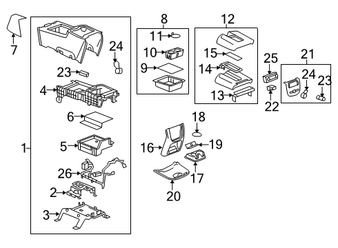 2011 GMC Yukon Console Assembly, Front Diagram for 19329529