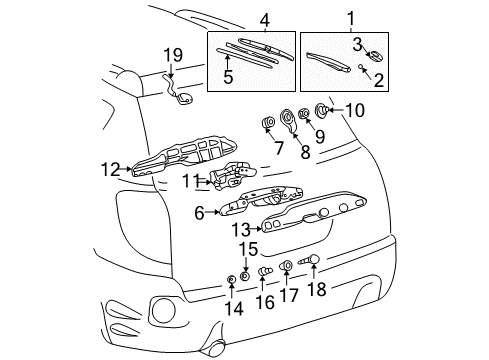 2004 Pontiac Vibe Lift Gate - Wiper & Washer Components Diagram