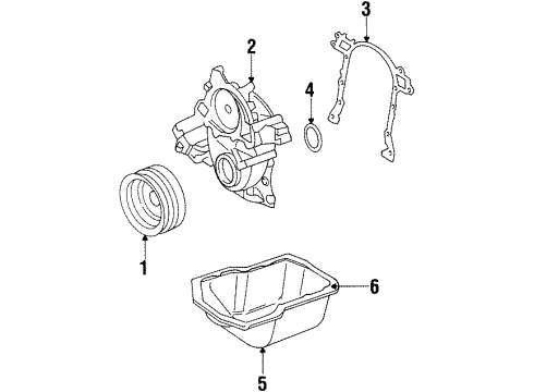 1990 Buick Century Engine Parts, Mounts, Cylinder Head & Valves, Camshaft & Timing, Oil Pan, Oil Pump, Crankshaft & Bearings, Pistons, Rings & Bearings Diagram