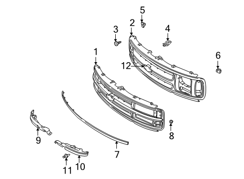 1999 Chevy Express 3500 Grille & Components Diagram