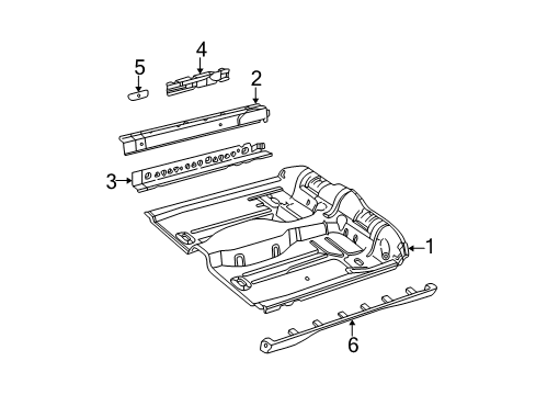 1999 Chevy Cavalier Floor & Rails, Exterior Trim Diagram