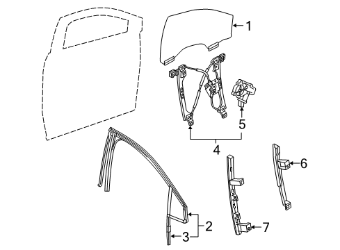 2022 Cadillac XT5 Run Weatherstrip, Front Passenger Side Diagram for 84852431
