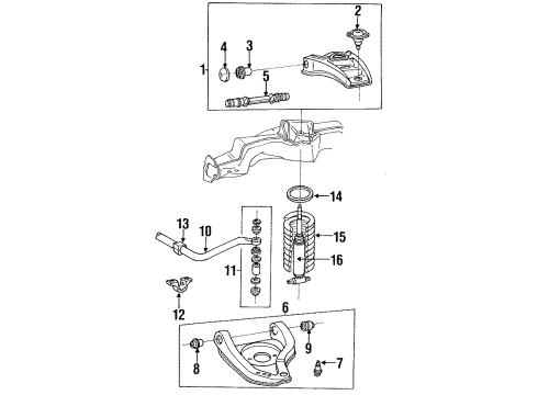 1995 Chevy Impala Front Suspension Components, Lower Control Arm, Upper Control Arm, Stabilizer Bar Diagram