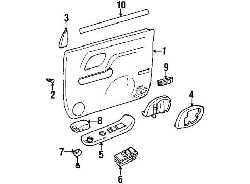 1999 GMC Yukon Interior Trim - Front Door Diagram