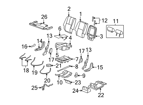 2013 Cadillac Escalade ESV Rear Seat Components Diagram 3 - Thumbnail