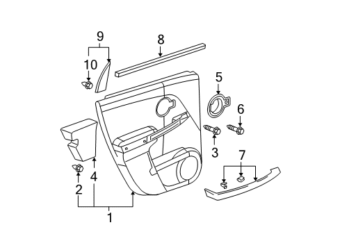 2005 Chevy Equinox Interior Trim - Rear Door Diagram