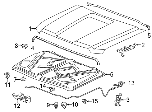 2015 GMC Sierra 1500 Hood & Components Diagram