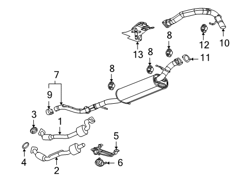 2009 Hummer H3T Catalytic Converter, Driver Side Diagram for 20784217