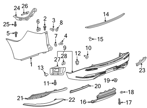 2024 Buick Enclave Bumper & Components - Rear Diagram 1 - Thumbnail