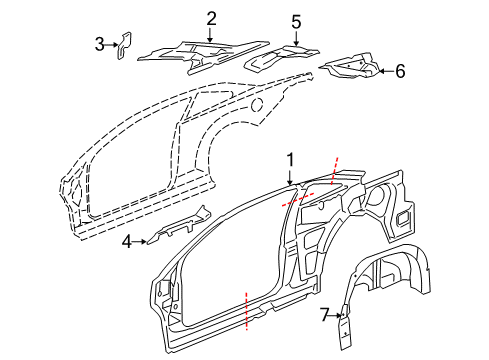 2007 Chevy Cobalt Inner Structure - Quarter Panel Diagram 1 - Thumbnail