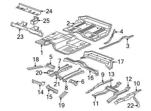 2012 Cadillac Escalade EXT Pillars, Rocker & Floor - Floor & Rails Diagram