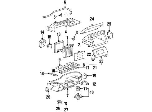 1999 Oldsmobile Aurora A/C Evaporator Components Diagram