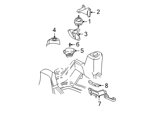 2007 Buick Rainier Engine & Trans Mounting Diagram
