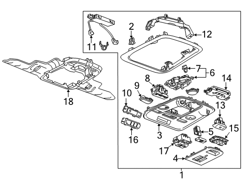 2016 Cadillac ATS Overhead Console Diagram