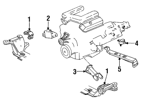 1994 Pontiac Firebird Engine & Trans Mounting Diagram 1 - Thumbnail