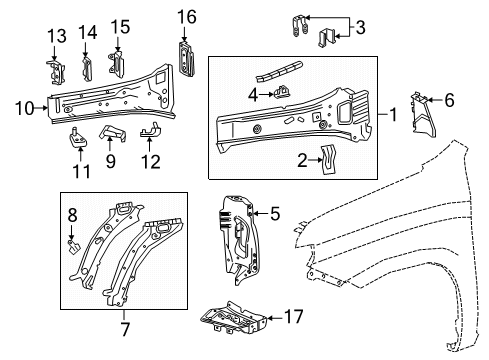 2022 GMC Sierra 1500 Inner Components - Fender Diagram