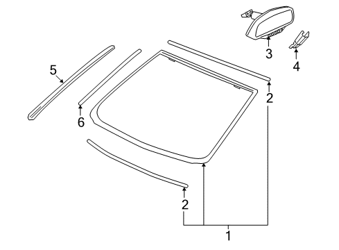 2009 Pontiac G8 Windshield Glass, Reveal Moldings Diagram
