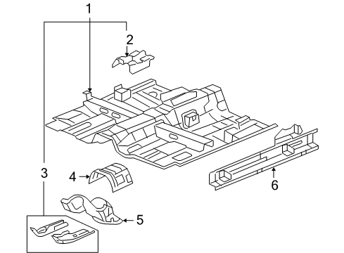 2006 Pontiac G6 Pillars, Rocker & Floor - Floor & Rails Diagram