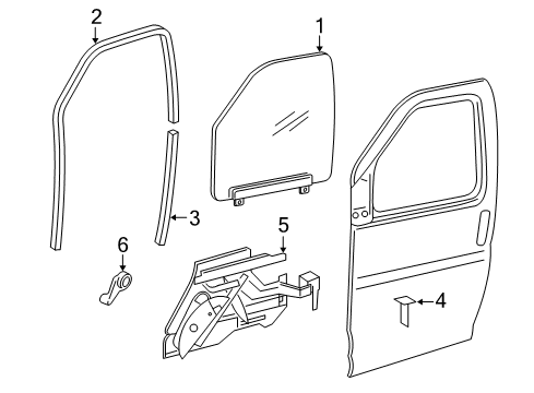 2017 Chevy Express 2500 Front Door - Glass & Hardware Diagram